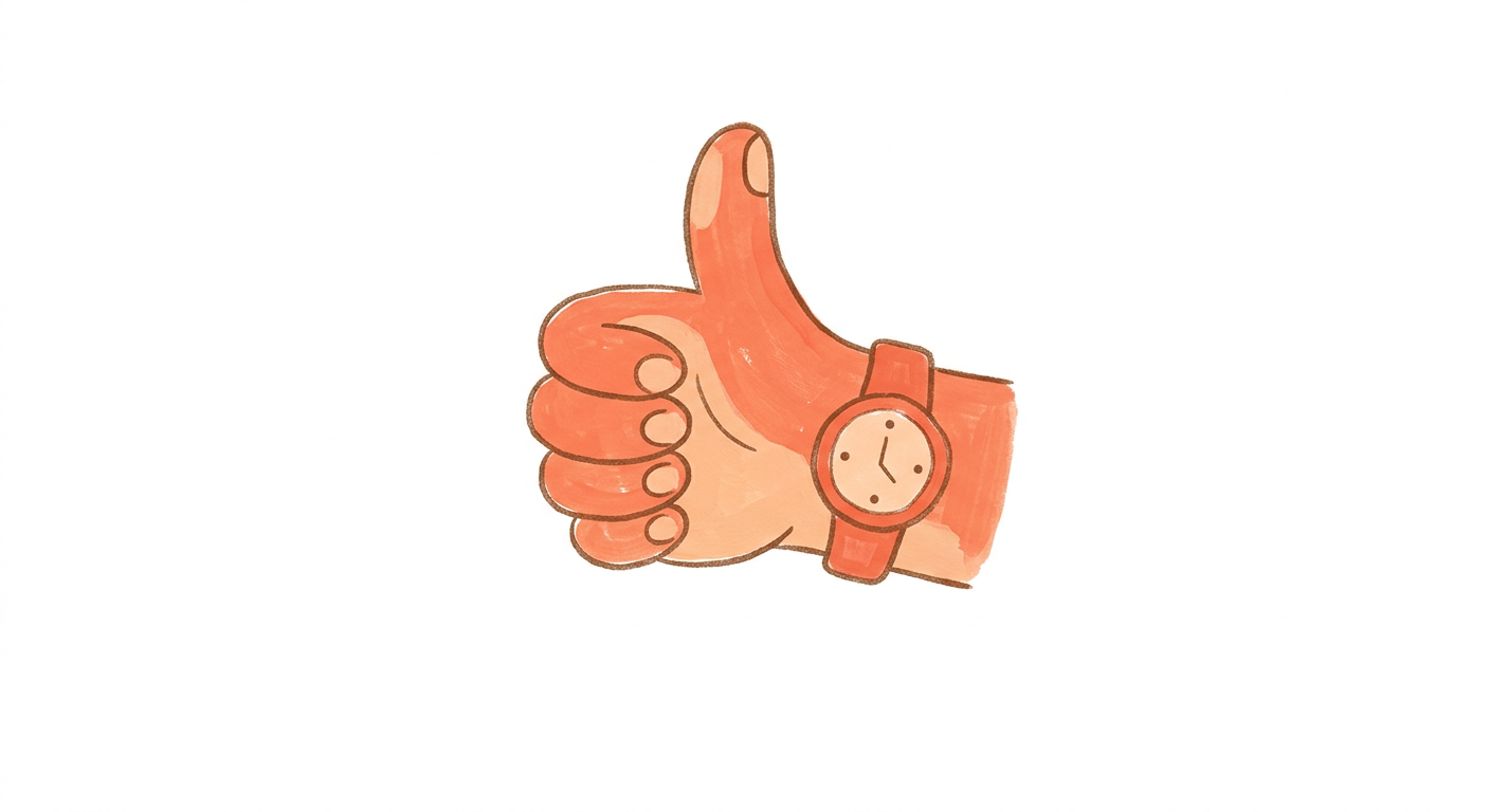 Illustration of a hand giving a thumbs-up with a watch on the wrist